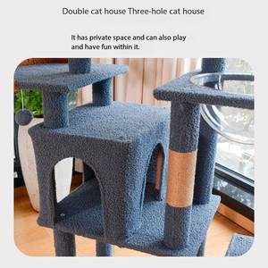 Lâu Đài biệt thự gỗ lớn mèo cây tháp nhiệm vụ nặng nề với 3 căn hộ leo các loại và sisal gãi bài viết cho Giáng sinh - Product Image 5