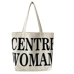 Sac en coton réutilisable durable de grande capacité de haute qualité sac en toile avec logo personnalisé avec poignée logo pour faire du shopping