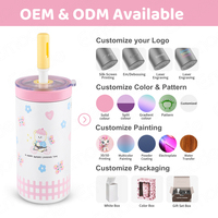 Nouvelle Arrivée Emode : Gobelet Portable en Verre Borosilicate à Double Paroi en Acier Inoxydable avec Paille – Design Adorable
