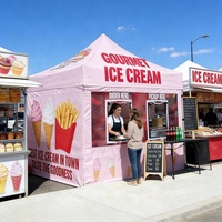 Carpa de Doble Capa Personalizada para Puesto de Comida, Estructura de Aluminio, Tela Oxford 600D Impermeable, Stand de Exhibición Plegable