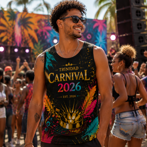 Wholesale Custom Printed <b>Caribbean</b> Carnival Inspired Tank Top Tropical Festival Music Party Graphic Sublimation Sleeveless <b>Shirt</b> - Product Image 1