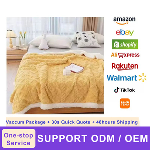 Couverture en flanelle Raschel confortable <span class=keywords><strong>jaune</strong></span>, 100% polyester, tricotée, anti-acariens, logo personnalisé moderne, hiver, chaude, jetée unie - Product Image 3