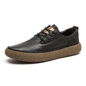 Nouvelles chaussures décontractées pour hommes en cuir véritable, plates, antidérapantes, basses, grandes tailles, en cuir pleine fleur pour hommes d'âge moyen, style skate - Product Image 1