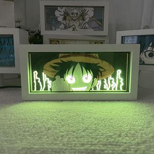 Lampe de sculpture sur papier d'anime One Pieces Zoro Chopper, cadre photo en bois, ornement de bureau, veilleuse Luffy, lampe de chevet pour chambre à coucher - Product Image 2