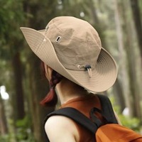 Chapeau de pêcheur réglable en polyester/coton de style ethnique western pour femme, protection solaire d'été pour la randonnée