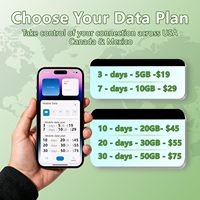 Carte SIM Amérique du Nord 10 jours 20 Go 4G/5G Voyage États-Unis Canada Mexique Prise en charge du point d'accès Facile à gérer Données uniquement Sans contrat
