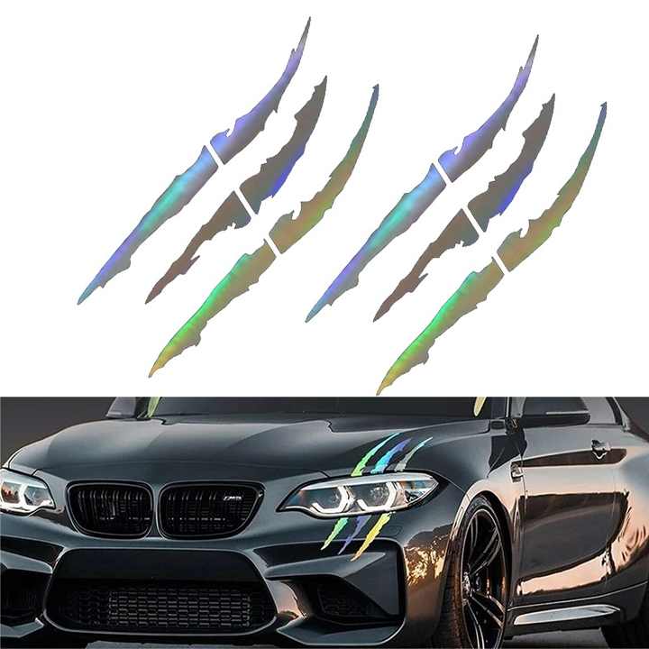 40 Adesivi Per Auto A Forma Di Artiglio - Strisce Riflettenti PET Antigraffio Per Fari E Carrozzeria - Decorazione Sportiva Per Auto, SUV, Moto - Colore Oro, 14 Cm - 3