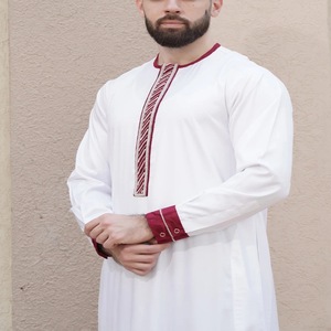 Camicia da uomo modesta caftano in Thobe abito lungo Abaya Dubai abiti <span class=keywords><strong>etnici</strong></span> musulmani con maniche lunghe abito in tessuto di Arabia Saudita - Product Image 2