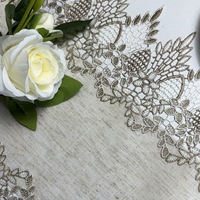 Nappe de table rectangulaire moderne en polyester et lin, personnalisable, écologique, avec broderie florale et dentelle tissée, élégante pour la maison et l'hôtel