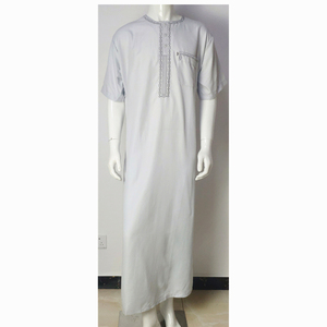 Herren-Kleidung Muslimisches Hemd Kragenloses Design Arabisches Gewand Herren Muslimisches Kleid Kurzarm Herren Marokkanischer Thobe Islamische Abayas - Product Image 1