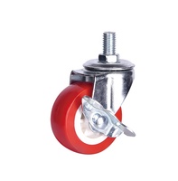 Roulettes pivotantes en plastique, 25mm, 30mm, 40mm, lumière rouge, avec verrou de frein, roulettes multidirectionnel universelles