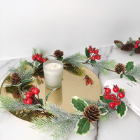 Guirlande de baies rouges de Noël en plastique faite à la main, longueur 100 cm, personnalisable pour la décoration murale de la maison