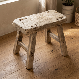 Contemporary Convertible Foldable Handmade Solid Wood Stool Fabric Upholstery <b>Antique</b> Finish Living Room Furniture Home Decor - Product Image 4