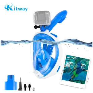 新的高级潜水全景呼吸管面罩全脸水肺潜水面罩呼吸管面罩雾浮潜为Go pro动作相机