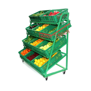 Organizza espositore in metallo macinato con cesto in plastica per frutta e verdura espositore in vendita - Product Image 4