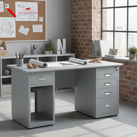 Bureau en acier pour le bureau, table latérale en métal, table d'ordinateur individuelle pour le personnel, design avec tiroirs
