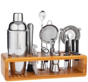 Kit d'ustensiles à Cocktail pour mari, 16 pièces, mélangeur avec support en bambou, accessoires <span class=keywords><strong>de</strong></span> Bar, Kit avec livre <span class=keywords><strong>de</strong></span> réception, cadeaux pour mari - Product Image 1