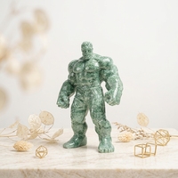 Nouvelle sculpture en marbre vert poli, figurine gravée Hulk, 350 mm, cadeau d'affaires Marvel, décoration de la maison