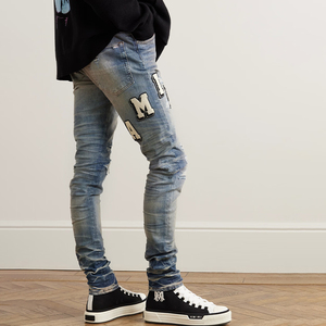 Custom <strong>Printed</strong> Logo Distressed <strong>Men</strong> Jeans Fashion Design Ripped Jeans <strong>Men</strong> Streetwear Jeans Vintage Slim Fit Denim <strong>Trousers</strong> <strong>Men</strong> - Product Image 5