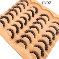 Festind DF Luxury Handmade pour 14 paires de faux cils œil de chat en vison synthétique 8D, effet wispy, pack de cils spectaculaires, longs, épais et volumineux