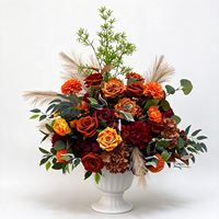Boule de fleurs artificielles en soie pour centre de table, arrangement floral de pampas orange brûlé, décoration de table de mariage