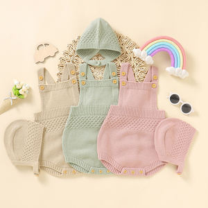 Grosir Pabrik Musim Panas 0-24 bulan pakaian bayi balita baru lahir pakaian bayi <span class=keywords><strong>2</strong></span> buah Set Romper Suspender Bodysuit dengan tudung - Product Image 2