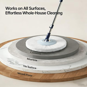 Automatic Dehydration Stainless Steel Telescopic Pole 360 Degree Absorbent Round Microfiber Spin <b>Flat</b> <b>Mop</b> and Bucket Set - Product Image 2