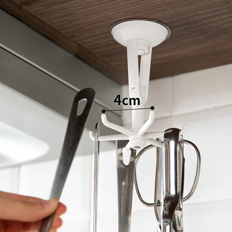SHIMOYAMA Wall Rotary Hook Folding Swivel Utensil Hanger 360-degree Kitchen Shower Hanging Rack Bathroom Towel Adjustable Holder