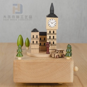 Caja de música de madera de campanario de árbol sólido de alta calidad para Navidad Regalos de madera de San Valentín Decoraciones - Product Image 3