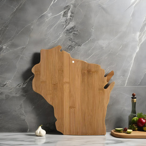 Tabla de cortar de bambú con forma de mapa, 33x31x1,5 cm, ligera y duradera para uso en la cocina - Product Image 2