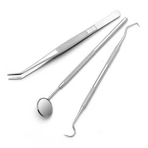 Kit d'examen dentaire de haute qualité, portable, pour usage domestique, ensemble de 3 pièces avec instruments en acier inoxydable, efficace pour l'hygiène buccale - Product Image 1