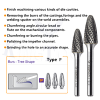 Fraise en carbure de tungstène KTS Type F à fond plat, pour soudage argenté, à extrémité en forme d'arbre, à rayon, à coupe simple/double, pour perçage rotatif
