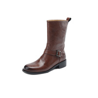 Bottes d'équitation mi-mollet à talon carré bas et boucle unique