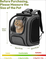 Sac à dos pour animaux de compagnie en nylon respirant et imperméable, approuvé par les compagnies aériennes, pliable, transparent, réglable, pour le transport de chats
