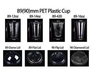 Custom Printed LOGO Disposable Transparent Single Wall PET Plastic <b>Cups</b> with Lid for Smoothies <b>Cold</b> Ice Coffee Slush Milk Tea - Product Image 3