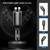 Cable Retráctil 5 en 1 de Carga Rápida USB para Coche, Cargador de Teléfono Móvil con Encendedor de Cigarrillos, Gran Venta