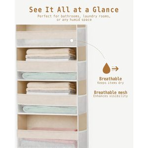 Over the Door Clothing Organizer 6 Pockets Beige Multifunctional Wall Mounted Hooks & Rails Neatening <b>Storage</b> - Product Image 5
