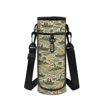 Porte-bouteille d'eau réutilisable avec motif îles du Pacifique style Island Fashion et sangle réglable à porter en bandoulière