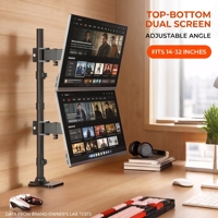 Nouveau support vertical double moniteur HILLPORT, support de bureau autoportant, empilement de deux écrans, 14-32 pouces, 10 kg par écran, robuste