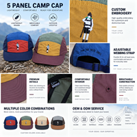 Casquette de sport légère en nylon à 5 panneaux avec logo brodé personnalisé, idéale pour la course en extérieur, vente en gros, OEM, couvre-chef