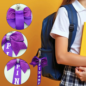 Llavero de cinta con logotipo personalizado de fábrica, brillante, con lazo de diamantes de imitación, para el espíritu del equipo escolar y regalos deportivos - Product Image 3