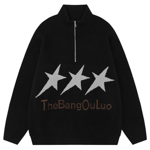 Maglione da <span class=keywords><strong>uomo</strong></span> in <span class=keywords><strong>cotone</strong></span> e lana personalizzato a manica lunga semplice con scollo a mezza cerniera - Product Image 2