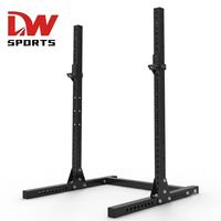 DW SPORTS Half-rack réglable robuste à double poteau avec barre de traction pour la musculation à domicile