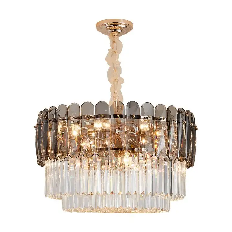 High Quality Cheap Dining Room Smoky Gray Ceiling Pendant Lights Modern Crystal Chandelier Lighting