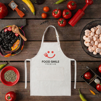 Tablier de cuisine sans manches en polyester, lavable, durable, réutilisable, à texture lin, écologique, personnalisable, pour impression par transfert thermique