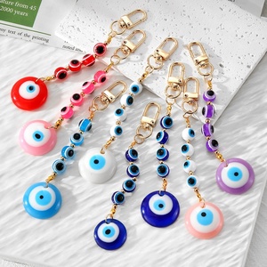Turkish Evil Eyes Beads Keychain Amulet Car Bag Charms Glass Evil Eye Jewelry Charms Pendant Luck Jewelry Keychain for Good Luck