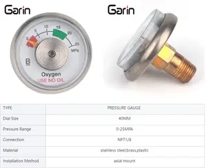 Medidor de pressão de válvula de cilindro de tamanho pequeno feito de fábrica