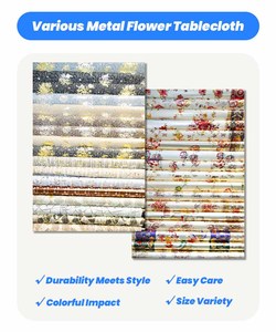 Boen <strong>PVC</strong> Tablecloth In Roll Tablecloths For Dining <strong>Table</strong> Gold Plastic Tablecloth - Product Image 5