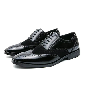 Chaussures Oxford de mariage pour hommes en cuir véritable, style italien haut de gamme, faites à la main, à enfiler, brodées, avec embout en acier, collection automne - Product Image 1