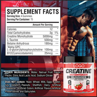 Gros OEM Marque Privée Gommes de Créatine Monohydrate Halal Aromatisées 5000mg Solilan Pré-Entraînement Supplément pour Adultes HALAL